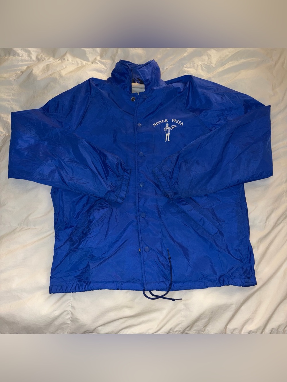 Vintage Cardinal Blue Mister Pizza Lightweight Jacket size M
